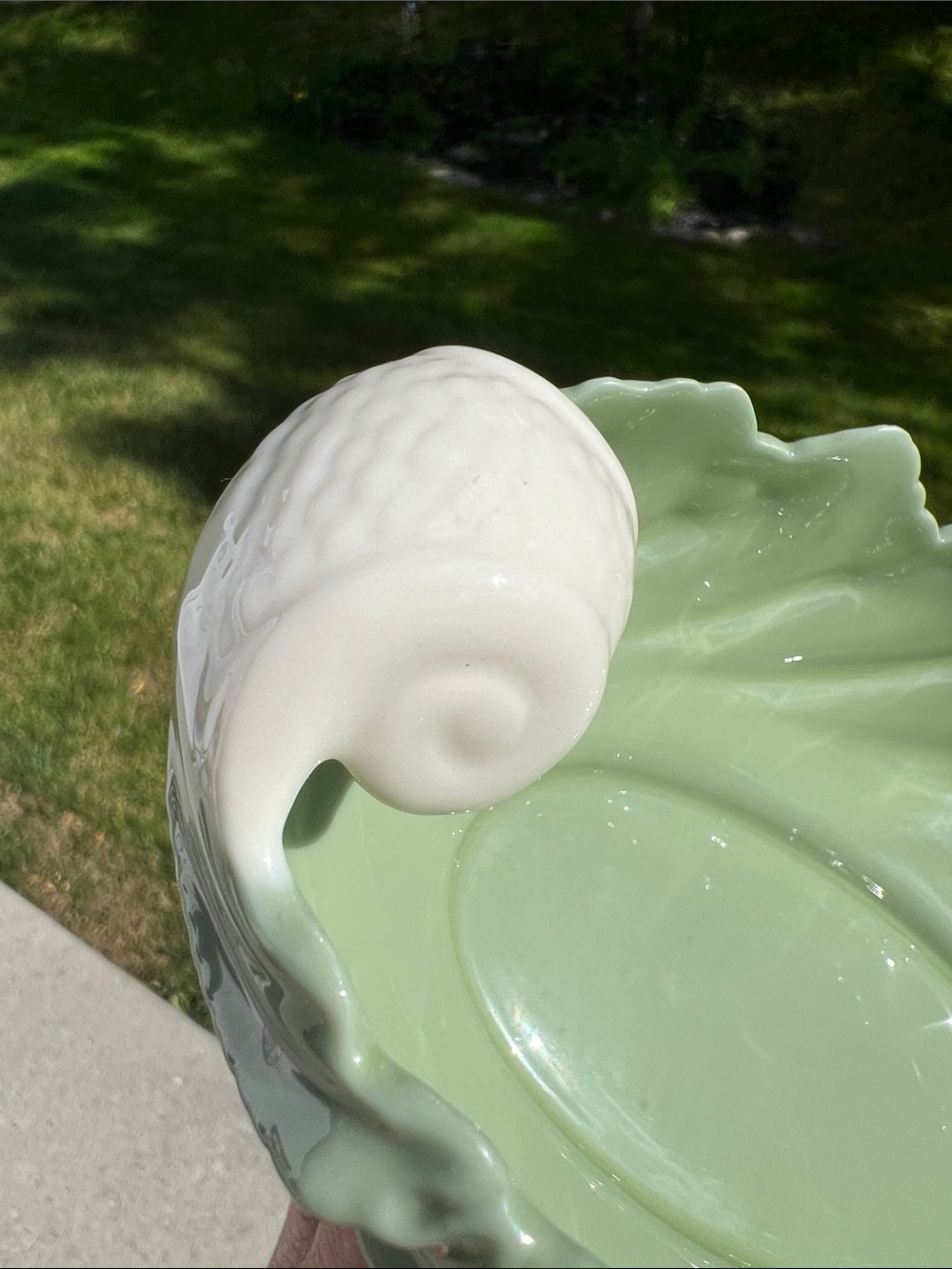 VTG Lenox Porcelain Made in USA Mermaid Shell Bowl Green Celadon Ivory White - Picture 4 of 8